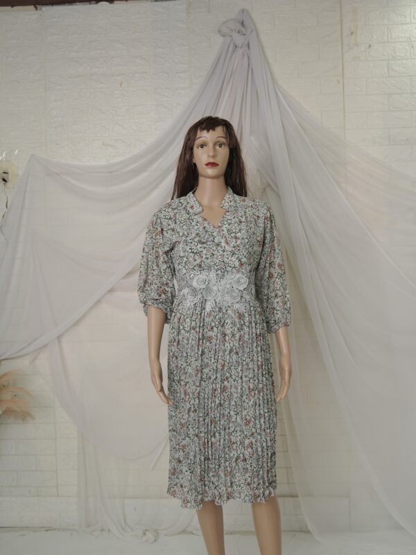 Printed Pleated Midi Dress