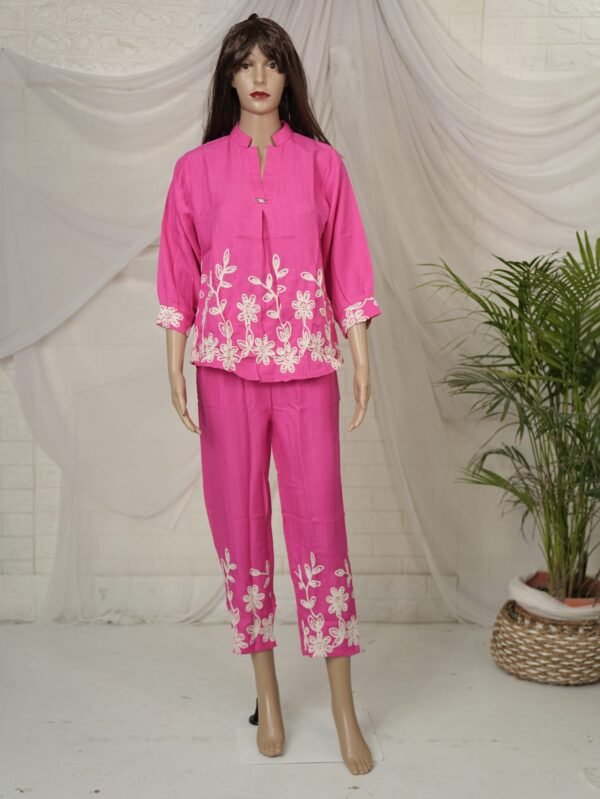 Embroidered Shirt With Trousers Co-Ords