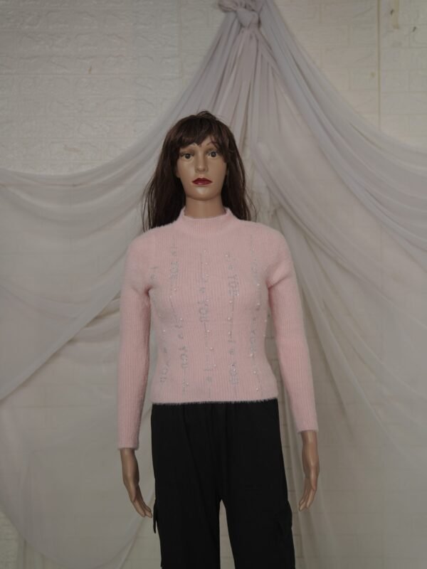 Women Trendy Baby Pink Sweater