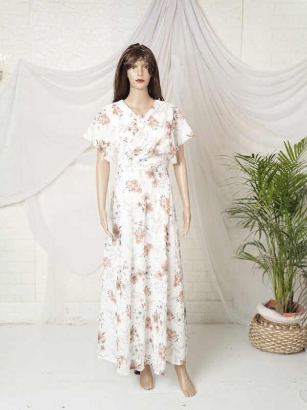 Floral Print Dress -Thread Work