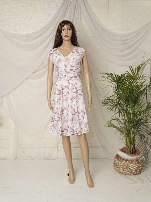 Casual Midi - Thread Work Light Purple Print