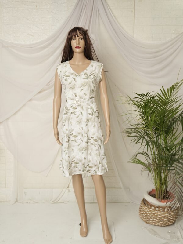 Casual Midi- Thread Work Light Grey Print