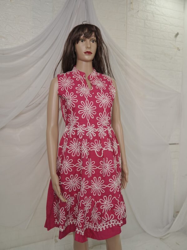 Embroidered Floral Pink Midi