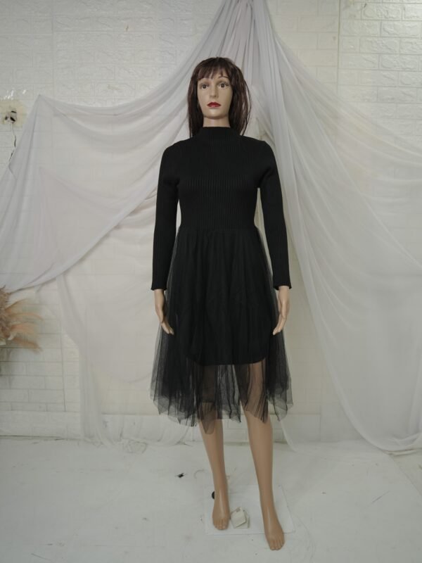 Pearl Knit Woolen Midi -Black